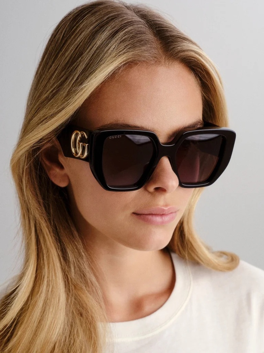Gucci Black Sunglasses with Gold Logo Accent